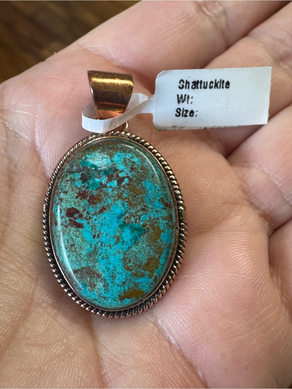 Shattukite COPPER set gemstone pendant